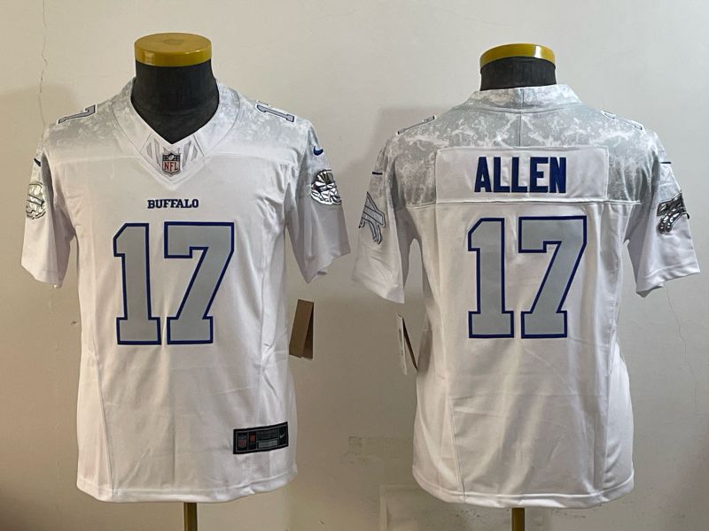 Youth 2025 Buffalo Bills 17 Allen white 5th generation Throwback Nike Limited NFL Jersey style 03